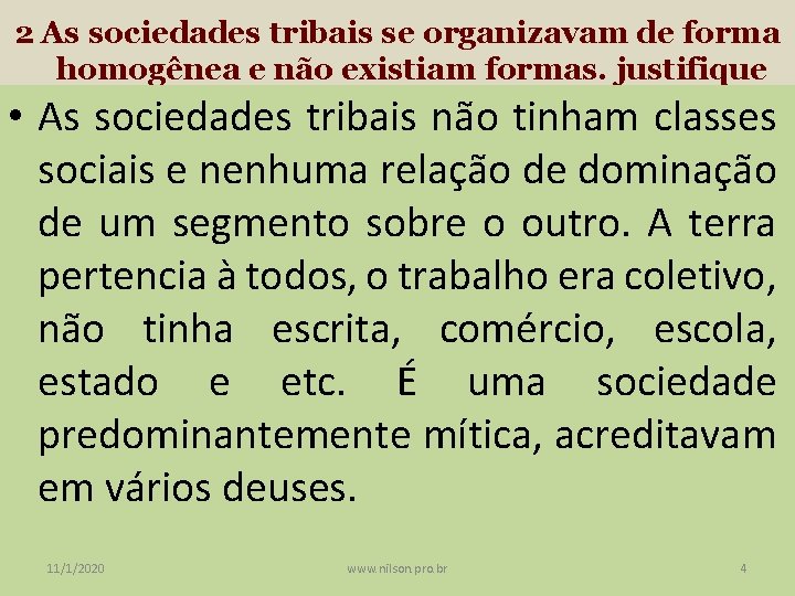 2 As sociedades tribais se organizavam de forma homogênea e não existiam formas. justifique