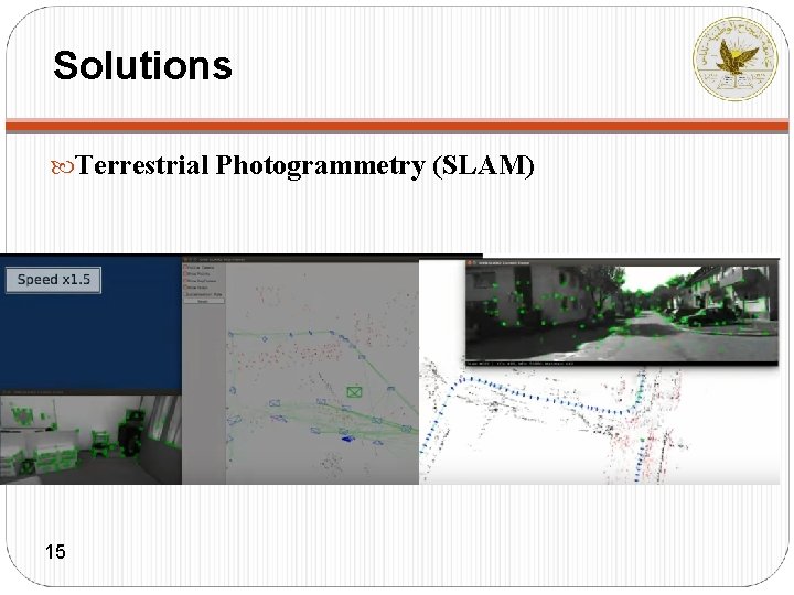 Solutions Terrestrial Photogrammetry (SLAM) 15 15 