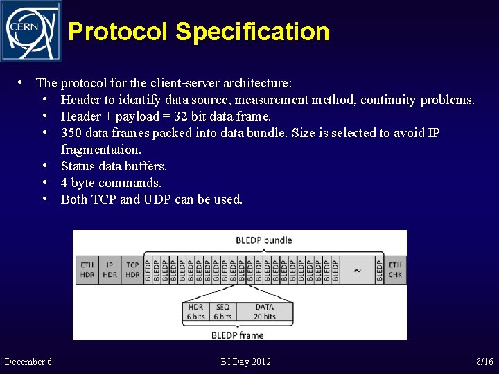 Protocol Specification • The protocol for the client-server architecture: • Header to identify data