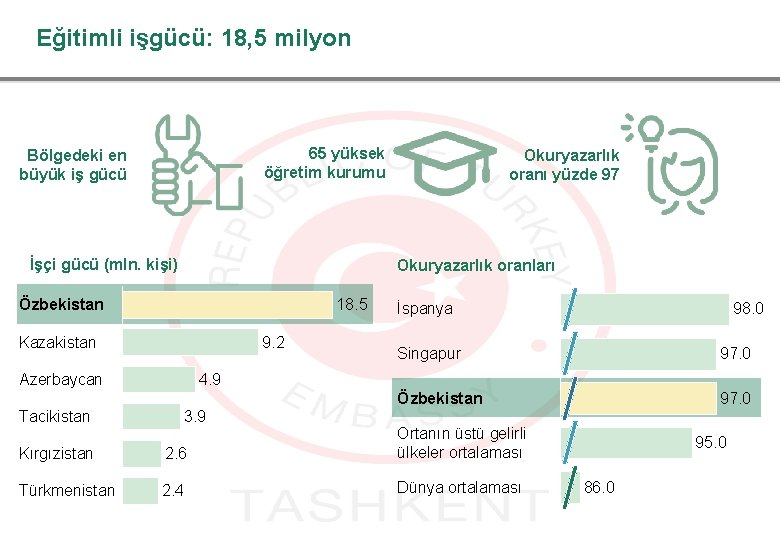 Eğitimli işgücü: 18, 5 milyon 65 yüksek öğretim kurumu Bölgedeki en büyük iş gücü