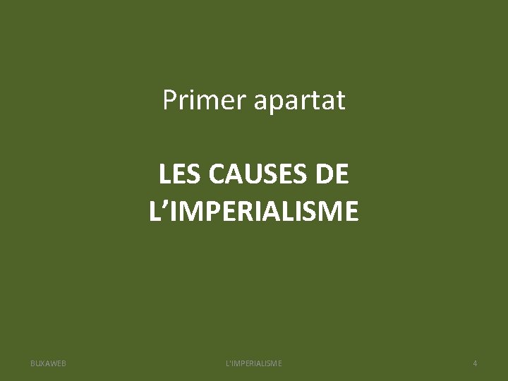 Primer apartat LES CAUSES DE L’IMPERIALISME BUXAWEB L'IMPERIALISME 4 