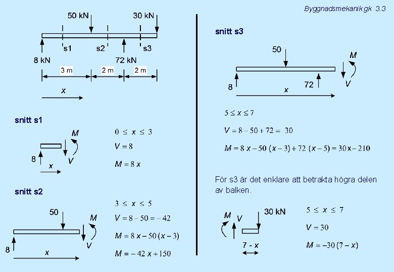 Byggnadsmekanik gk 3. 3 snitt s 1 snitt s 2 För s 3 är