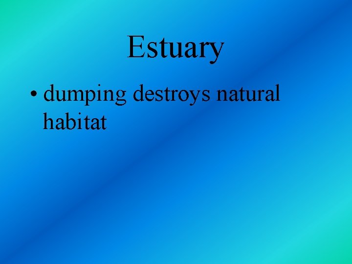 Estuary • dumping destroys natural habitat 