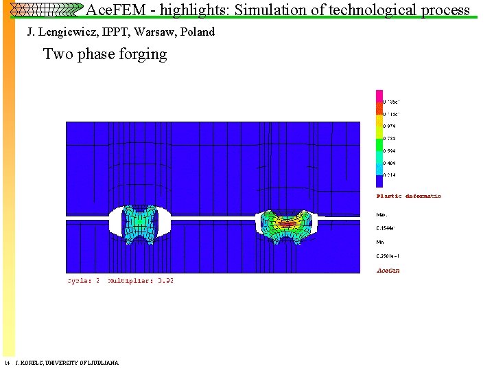 Ace. FEM - highlights: Simulation of technological process J. Lengiewicz, IPPT, Warsaw, Poland Two