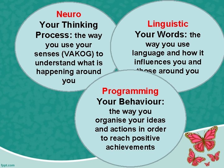 Neuro Your Thinking Process: the way you use your senses (VAKOG) to understand what