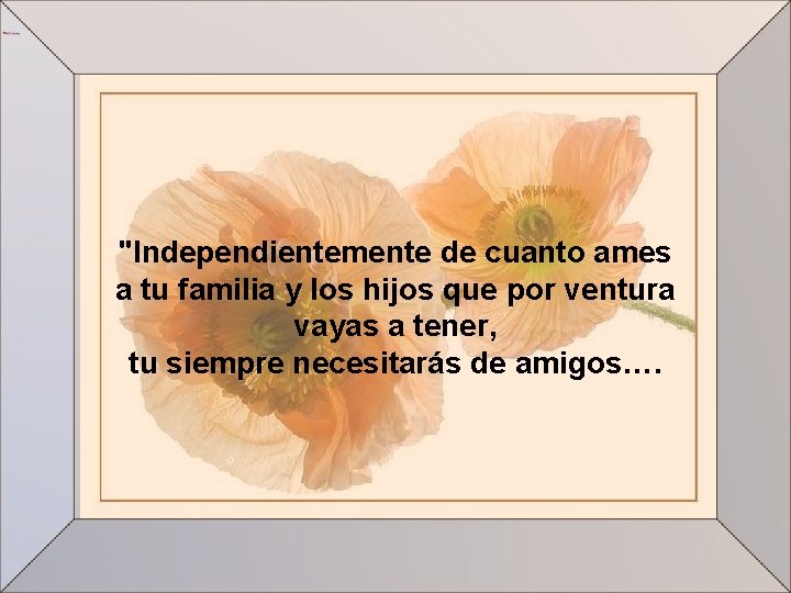 "Independientemente de cuanto ames a tu familia y los hijos que por ventura vayas