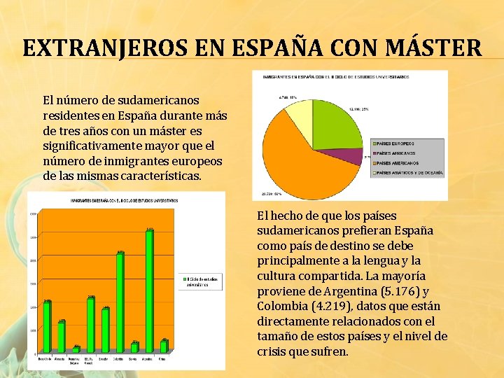 EXTRANJEROS EN ESPAÑA CON MÁSTER El número de sudamericanos residentes en España durante más