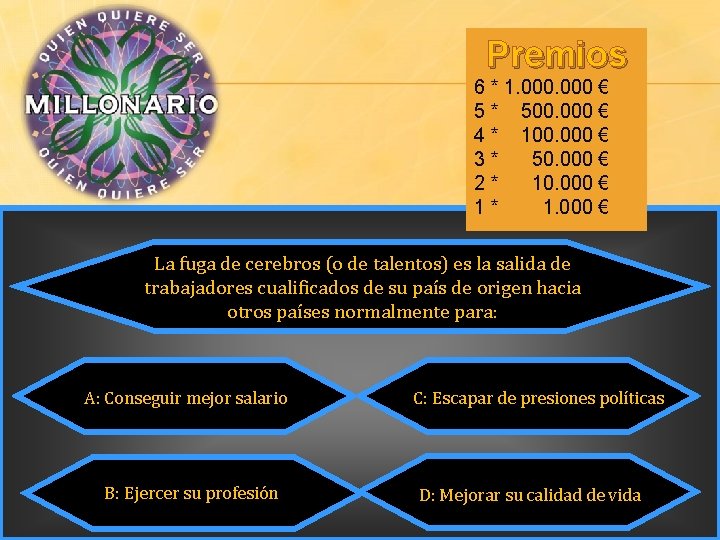 Premios 6 * 1. 000 € 5 * 500. 000 € 4 * 100.