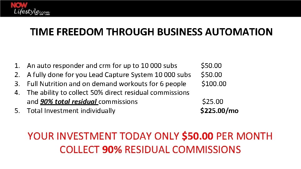 TIME FREEDOM THROUGH BUSINESS AUTOMATION 1. 2. 3. 4. An auto responder and crm