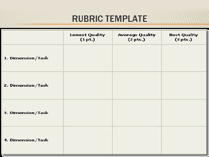 RUBRIC TEMPLATE 