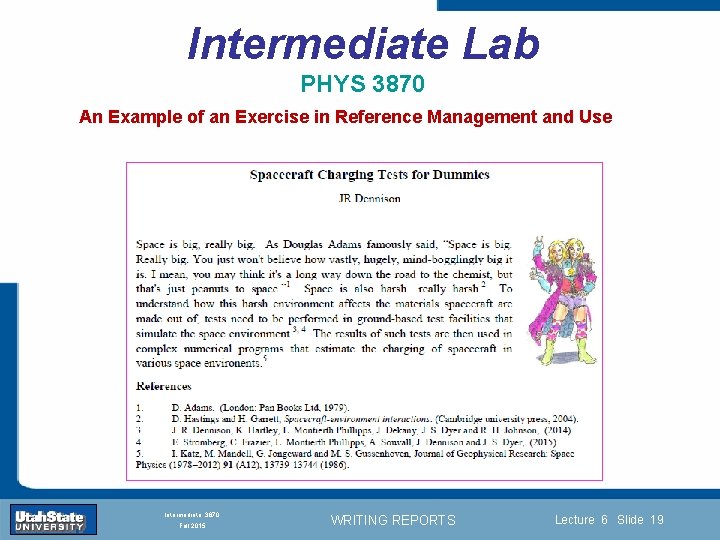 Intermediate Lab PHYS 3870 An Example of an Exercise in Reference Management and Use