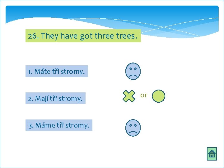 26. They have got three trees. 1. Máte tři stromy. 2. Mají tři stromy.