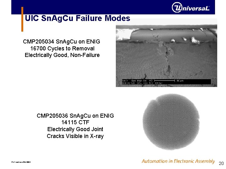 UIC Sn. Ag. Cu Failure Modes CMP 205034 Sn. Ag. Cu on ENIG 16700 UIC Sn. Ag. Cu Failure Modes CMP 205034 Sn. Ag. Cu on ENIG 16700