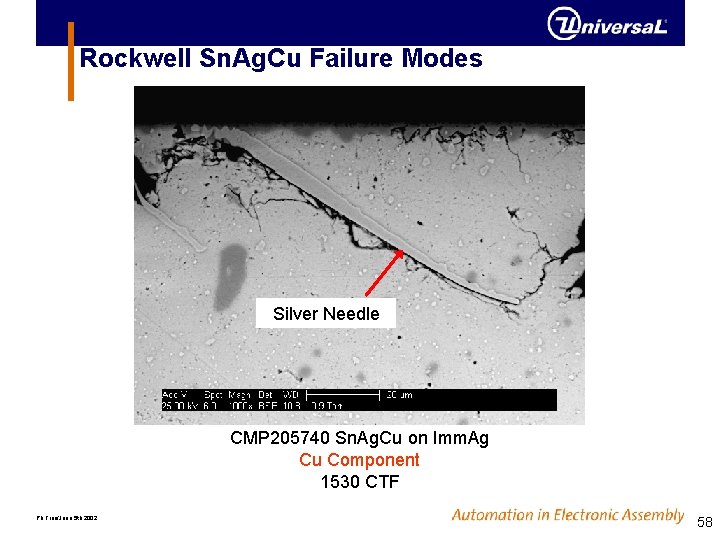 Rockwell Sn. Ag. Cu Failure Modes Silver Needle CMP 205740 Sn. Ag. Cu on Rockwell Sn. Ag. Cu Failure Modes Silver Needle CMP 205740 Sn. Ag. Cu on