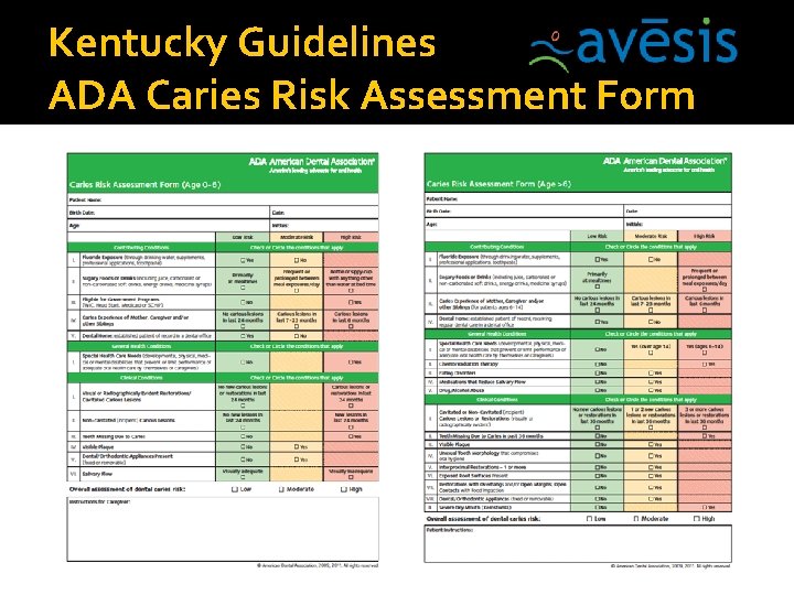 Kentucky Guidelines ADA Caries Risk Assessment Form 