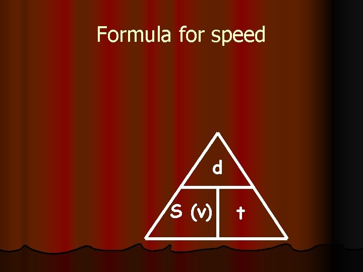 Formula for speed d S (v) t 