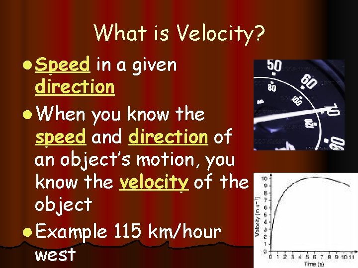 What is Velocity? l Speed in a given direction l When you know the