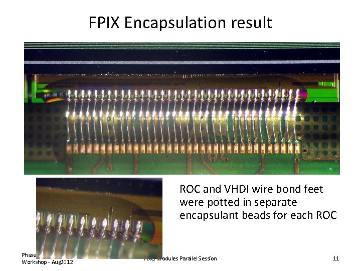 FPIX Encapsulation result ROC and VHDI wire bond feet were potted in separate encapsulant