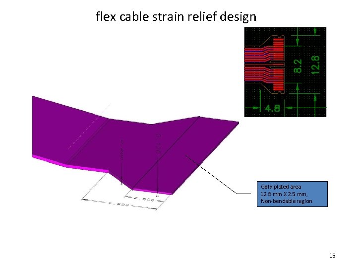 flex cable strain relief design Gold plated area 12. 8 mm X 2. 5