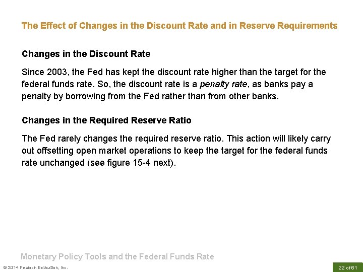 The Effect of Changes in the Discount Rate and in Reserve Requirements Changes in