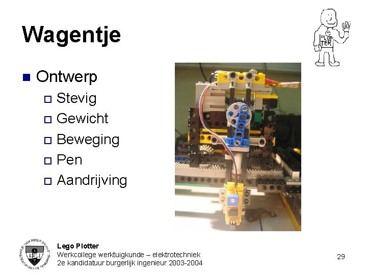 Wagentje n Ontwerp Stevig o Gewicht o Beweging o Pen o Aandrijving o Lego