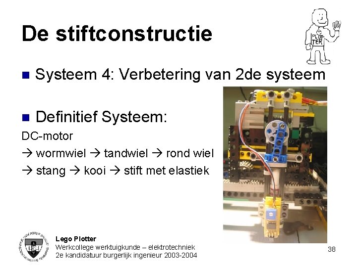 De stiftconstructie n Systeem 4: Verbetering van 2 de systeem n Definitief Systeem: DC-motor