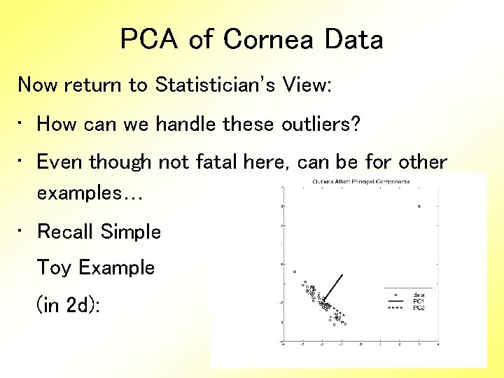 PCA of Cornea Data Now return to Statistician’s View: • How can we handle
