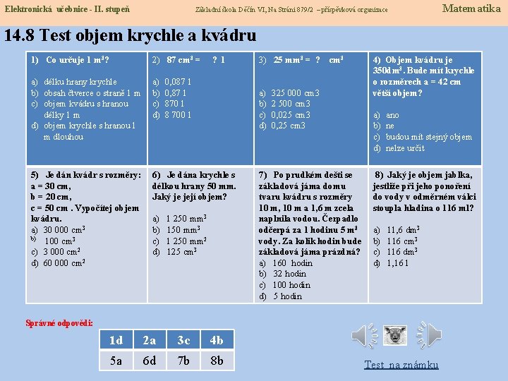 Elektronická učebnice - II. stupeň Základní škola Děčín VI, Na Stráni 879/2 – příspěvková