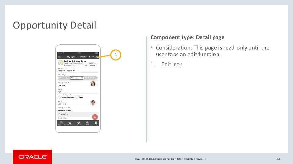 Opportunity Detail Component type: Detail page 1 My Open Opportunities 40% Big Data Statistical