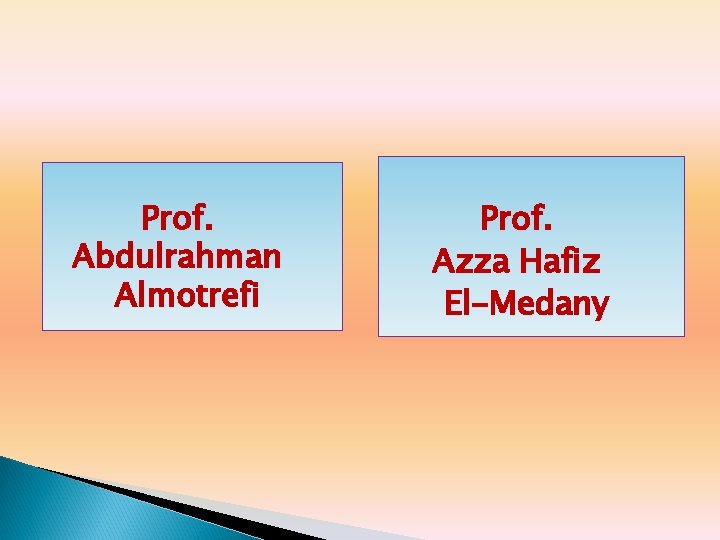 Prof. Abdulrahman Almotrefi Prof. Azza Hafiz El-Medany 