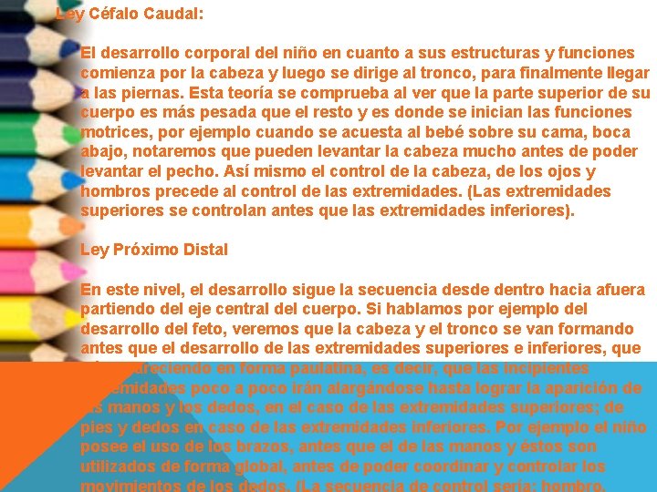 Ley Céfalo Caudal: El desarrollo corporal del niño en cuanto a sus estructuras y