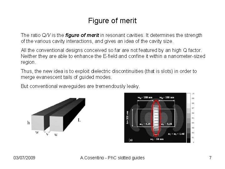 Figure of merit The ratio Q/V is the figure of merit in resonant cavities.