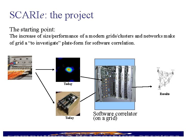 SCARIe: the project The starting point: The increase of size/performance of a modern grids/clusters