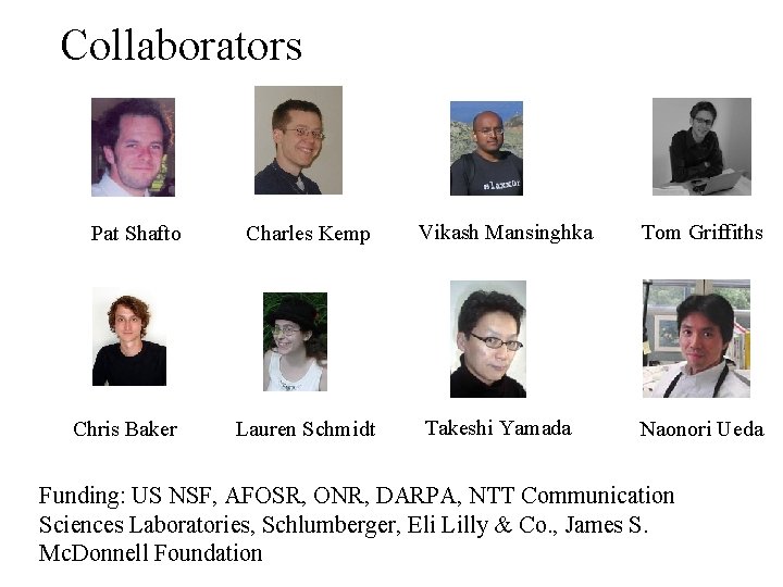 Collaborators Pat Shafto Charles Kemp Vikash Mansinghka Tom Griffiths Chris Baker Lauren Schmidt Takeshi