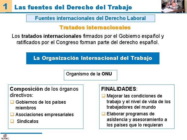 1 Las fuentes del Derecho del Trabajo Fuentes internacionales del Derecho Laboral Tratados internacionales