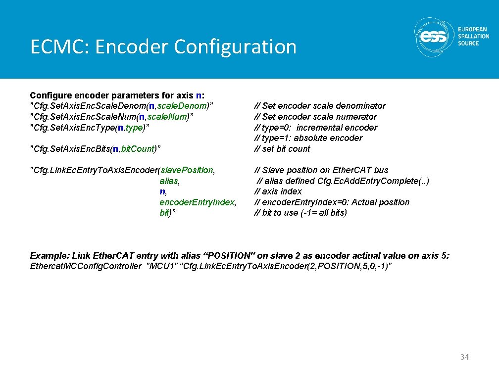 ECMC: Encoder Configuration Configure encoder parameters for axis n: "Cfg. Set. Axis. Enc. Scale.