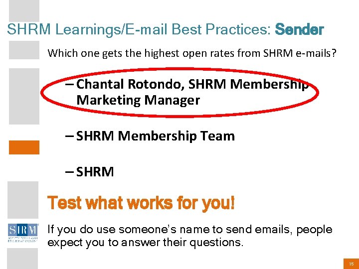 SHRM Learnings/E-mail Best Practices: Sender Which one gets the highest open rates from SHRM