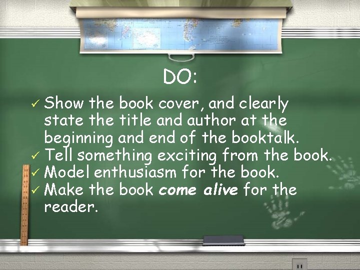 DO: Show the book cover, and clearly state the title and author at the