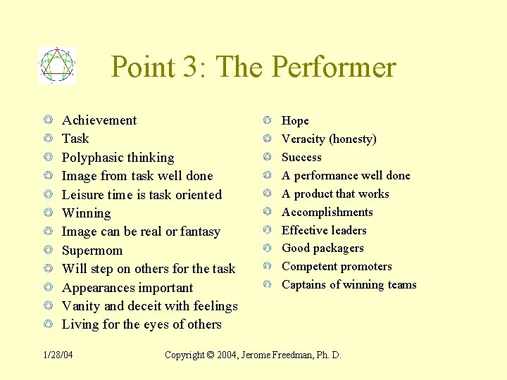 Point 3: The Performer Achievement Task Polyphasic thinking Image from task well done Leisure