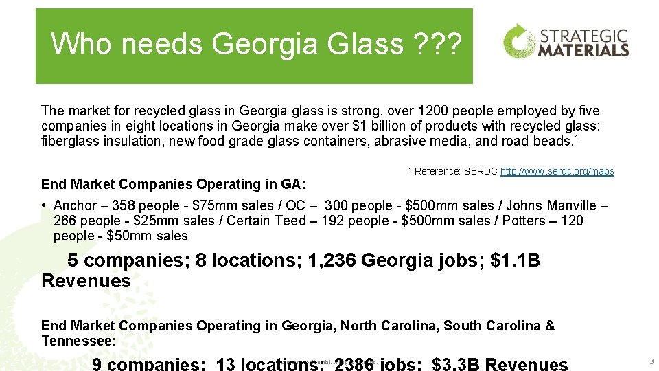 Who needs Georgia Glass ? ? ? The market for recycled glass in Georgia