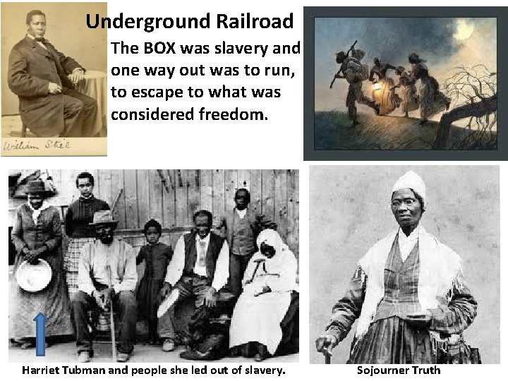 Underground Railroad The BOX was slavery and one way out was to run, to