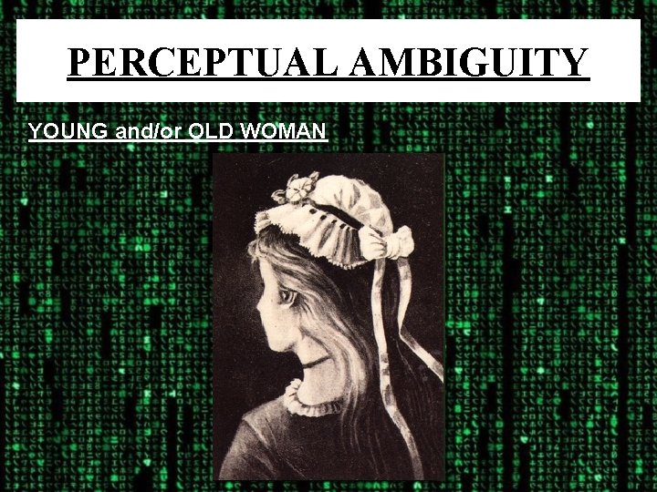 PERCEPTUAL AMBIGUITY YOUNG and/or OLD WOMAN 