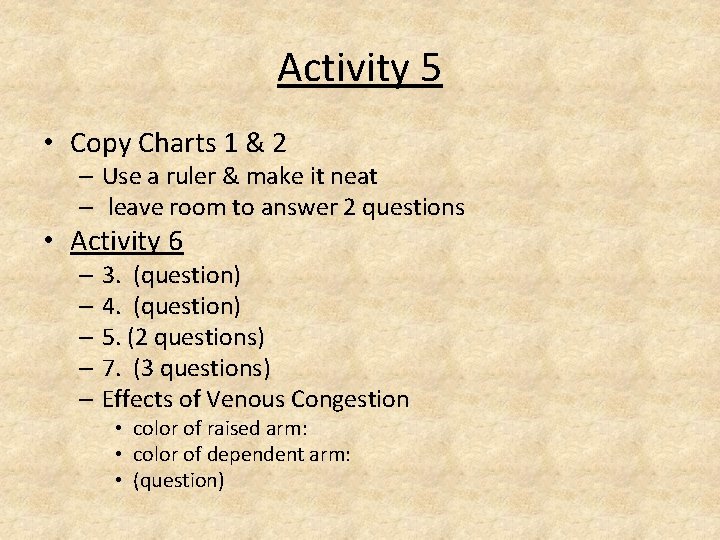 Activity 5 • Copy Charts 1 & 2 – Use a ruler & make