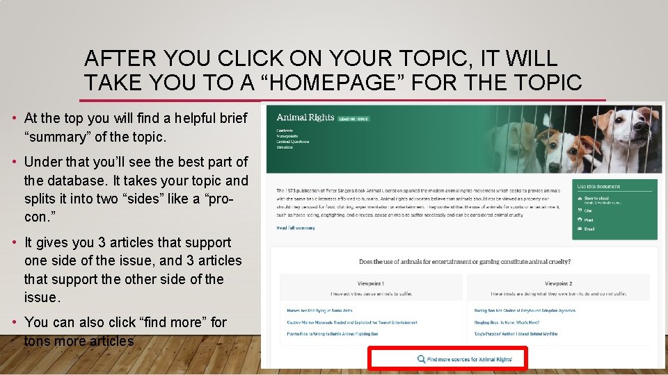 AFTER YOU CLICK ON YOUR TOPIC, IT WILL TAKE YOU TO A “HOMEPAGE” FOR