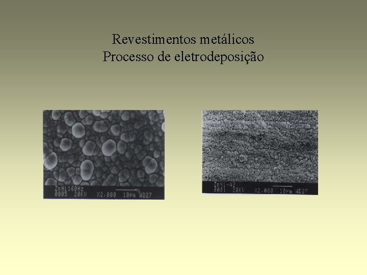 Revestimentos metálicos Processo de eletrodeposição 