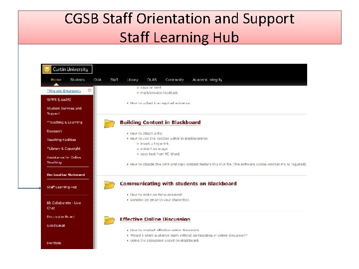 CGSB Staff Orientation and Support Staff Learning Hub 