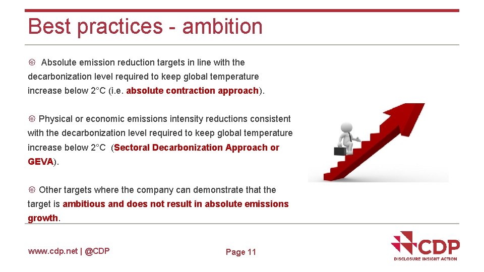 Best practices - ambition Absolute emission reduction targets in line with the decarbonization level