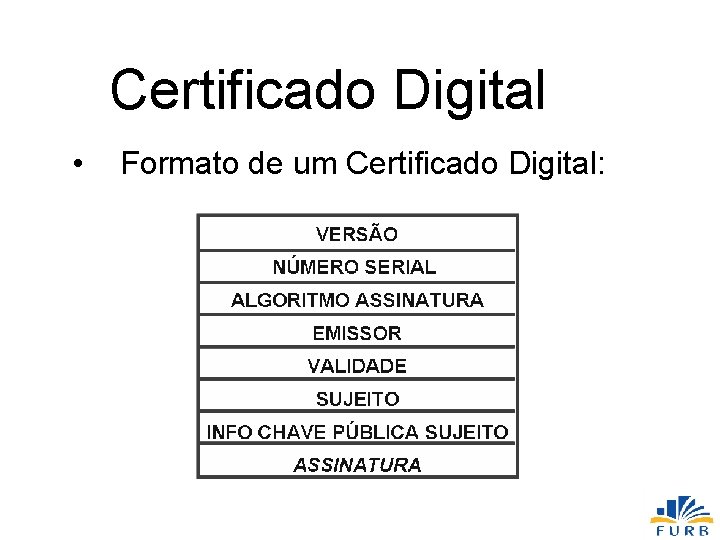 Certificado Digital • Formato de um Certificado Digital: 