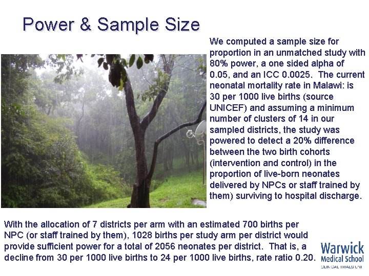 Power & Sample Size We computed a sample size for proportion in an unmatched