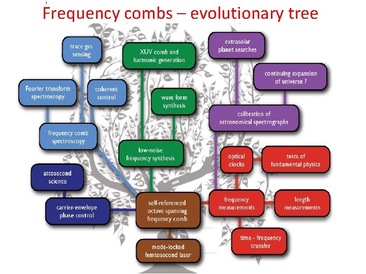 Frequency combs – evolutionary tree 